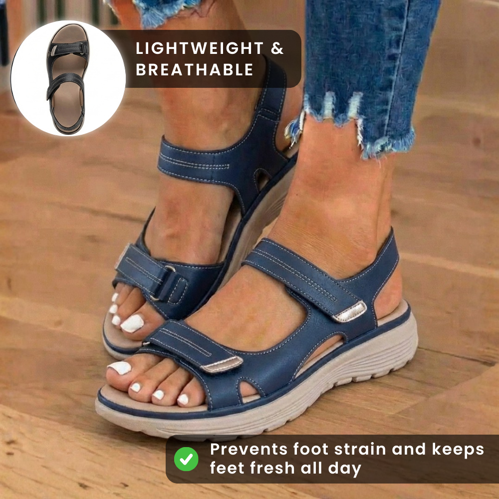Orthopedic Leather Sport Sandals - Double Buckle Adjustable Straps