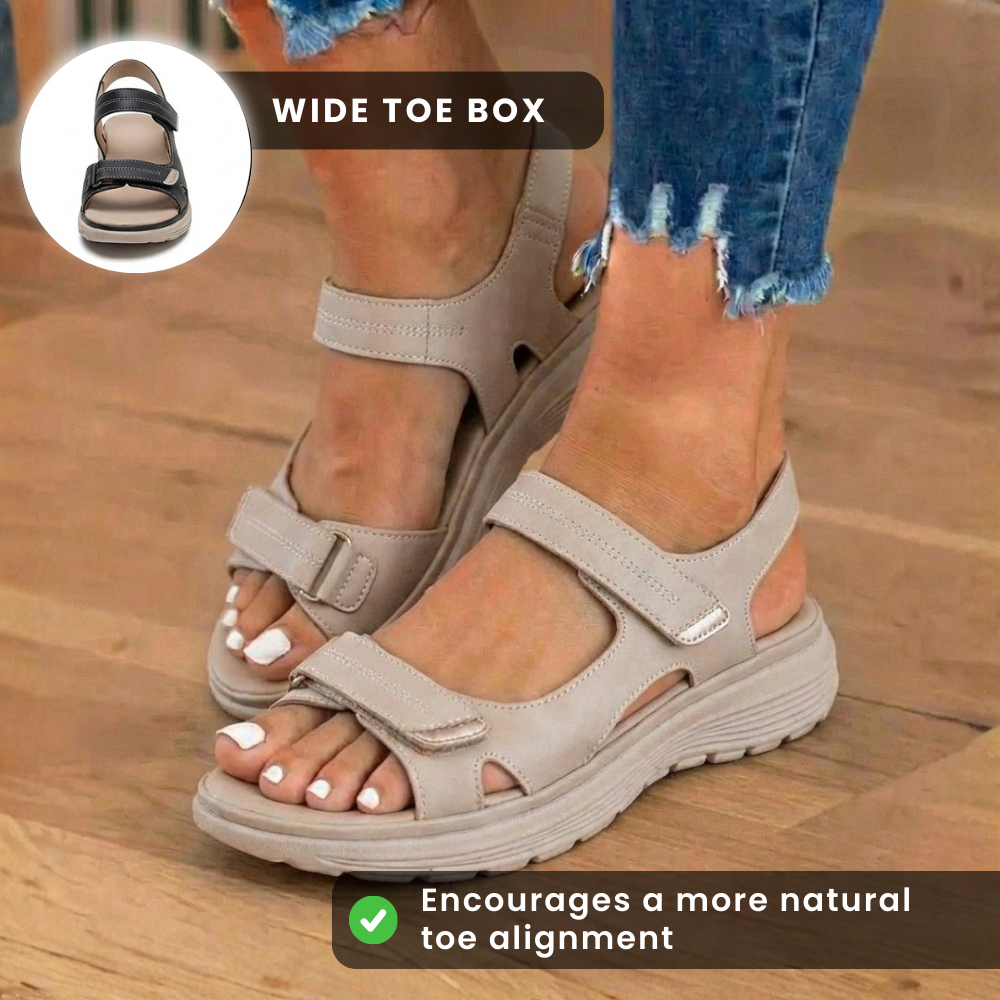 Orthopedic Leather Sport Sandals - Double Buckle Adjustable Straps