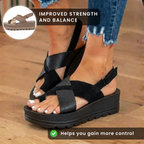 Orthopedic Platform Wedge Sandals - Metallic & Suede