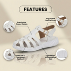Orthopedic Leather Fisherman Sandals - Multi-Strap Buckle Closure