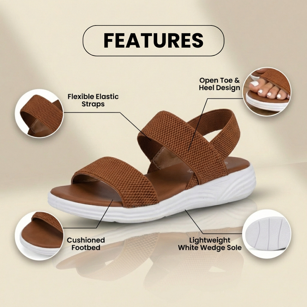 Orthopedic Mesh Sport Rocker Sandals - Slip-On Elastic Straps