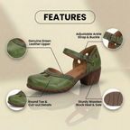 Orthopedic Leather Color-Block Mary Janes - Cutout Pattern & Dual-Buckle