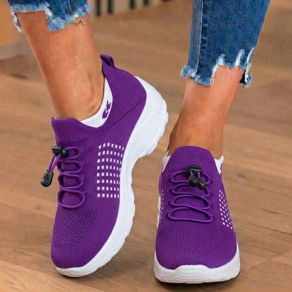 Orthopedic Knit High-Top Sneakers - Quick-Lace System & Rocker Sole