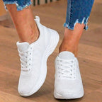 Orthopedic Knit Athletic Sneakers - Wave Pattern & Cushioned Sole