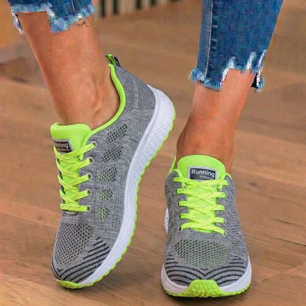 Orthopedic Mesh Running Sneakers - Breathable Knit Pattern & Contrast Trim