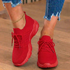 Orthopedic Knit High-Top Sneakers - Lace-Up Closure & Sock-Fit Collar