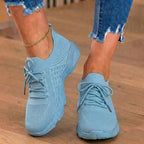 Orthopedic Knit High-Top Sneakers - Lace-Up Closure & Sock-Fit Collar