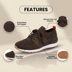 Orthopedic Mesh Athletic Sneakers - Breathable Knit Upper & Suede Panel Accents