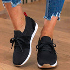 Orthopedic Mesh Athletic Sneakers - Breathable Knit Upper & Suede Panel Accents