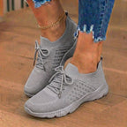 Orthopedic Knit High-Top Sneakers - Lace-Up Closure & Sock-Fit Collar