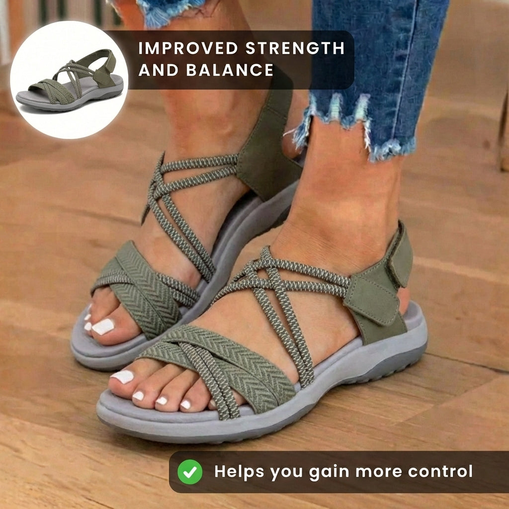 Orthopedic Woven Sandals - Braided Strappy Design & Textured Multi-Band Support