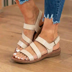 Orthopedic Leather Multi-Strap Sandals - Triple Buckle Closure